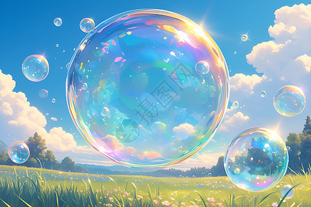 泡泡中的彩虹世界图片