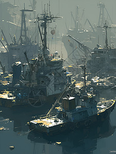 船舶停泊在港口背景图片