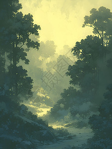 飘渺雾霭中的森林图片