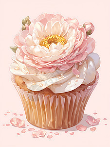 杯子蛋糕上的花朵图片
