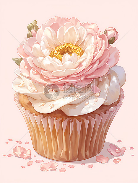 杯子蛋糕上的花朵图片