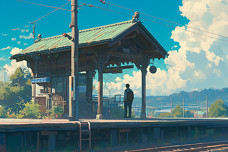 站台上的旅客背景图片