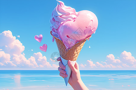 蓝天下的冰淇淋图片