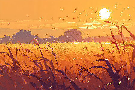 成熟的小麦地背景图片