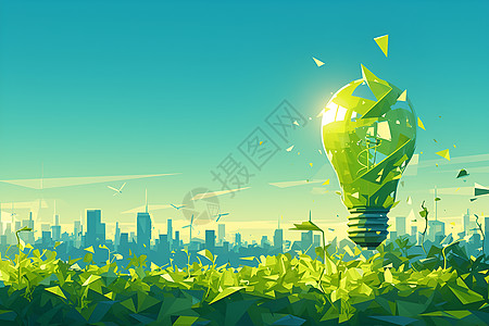 绿色能源的灯泡图片