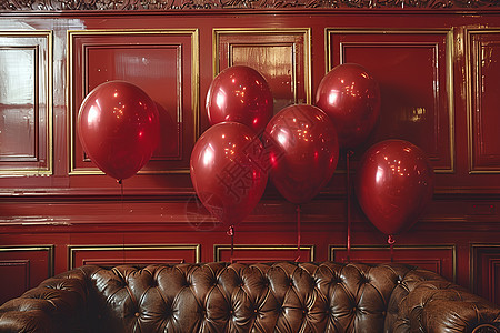 沙发上的红色气球背景图片