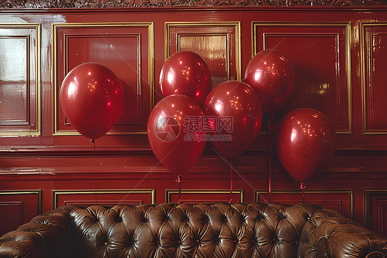沙发上的红色气球图片