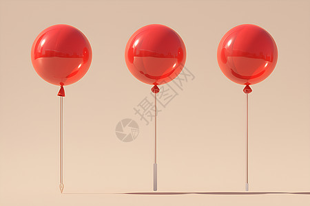 三个红色气球图片