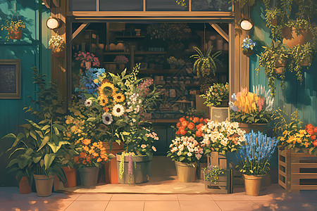 花店之中的美丽花朵图片