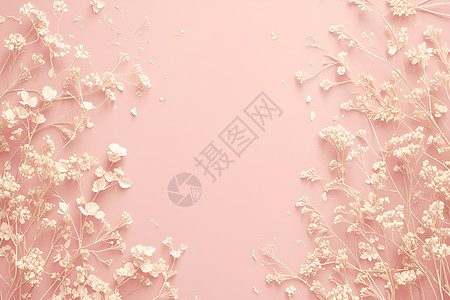 粉色墙墙壁上的粉色花朵插画