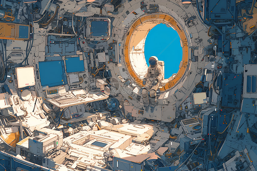 窗户前的宇航员图片