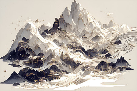 中式山水画图片