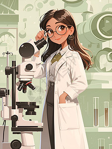 使用显微镜的女医生图片