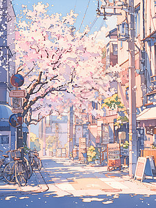 樱花盛开的街道图片