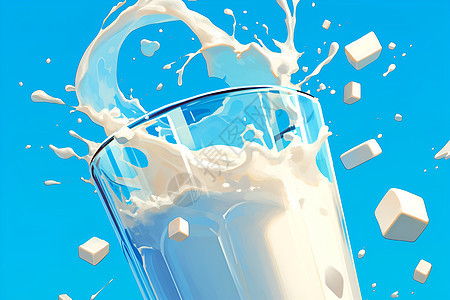 玻璃杯中的牛奶图片