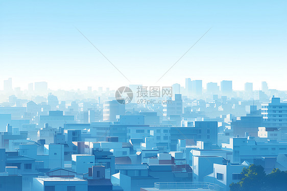 迷雾里的城市高楼图片