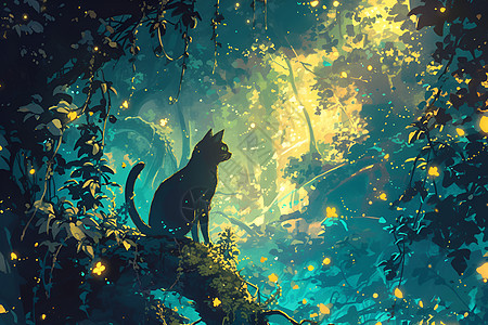森林里的猫咪图片