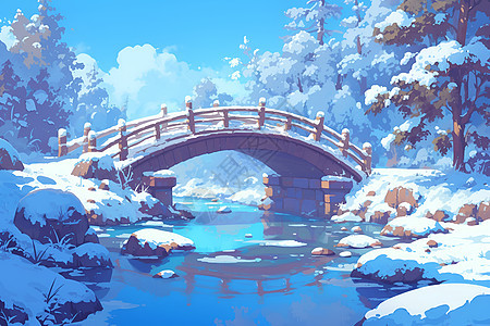 桥梁上的积雪图片