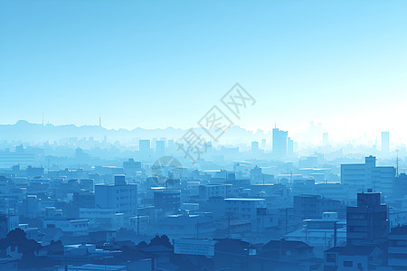 晨雾笼罩下的城市图片