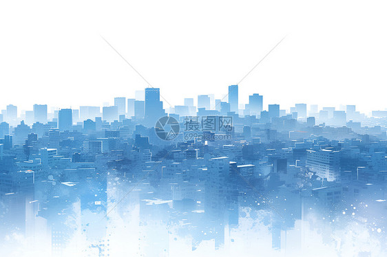 蓝色城市剪影图片