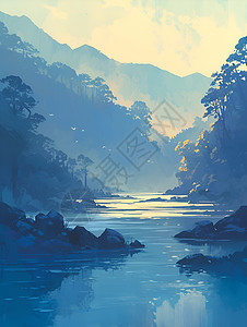 宁静的河景背景图片