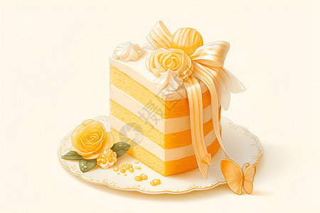 绘制精致的鲜黄色蛋糕图片