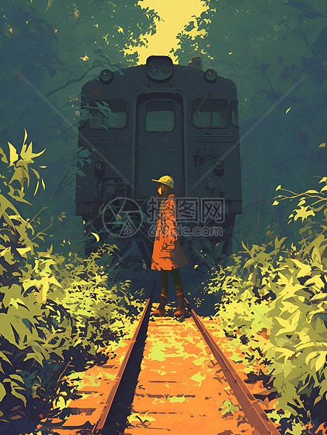 一个人站在铁轨旁图片