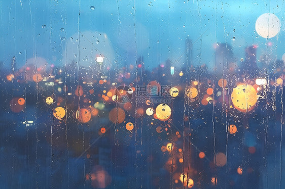 朦胧雨夜城市图片
