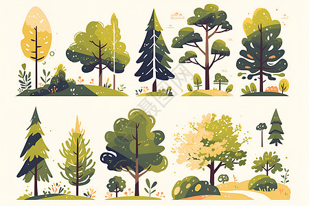 形状各异的树木图片