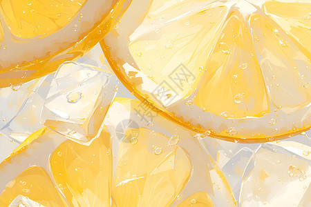 柠檬片和冰块图片