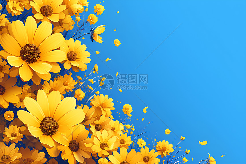 明亮的黄色小花朵图片
