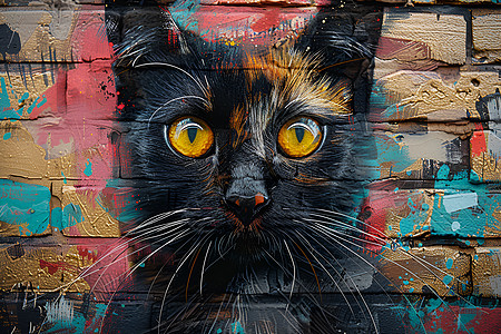 黑猫的涂鸦艺术图片