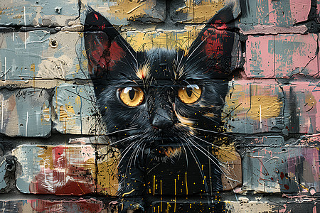 黑猫的涂鸦图片