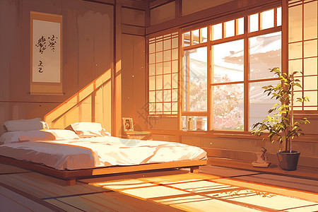 阳光明媚的卧室图片