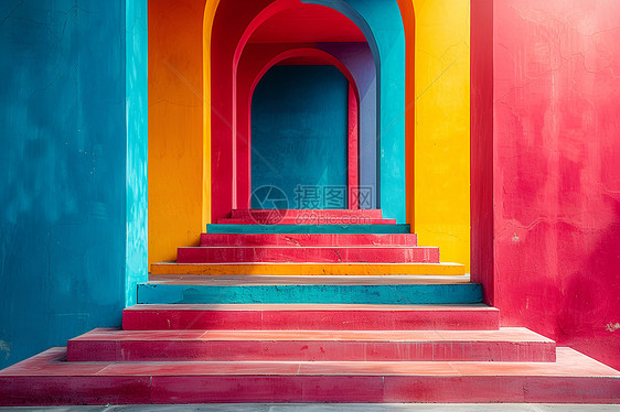 彩色的阶梯图片