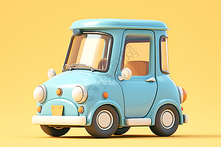 彩色背景中的蓝色卡通小车图片