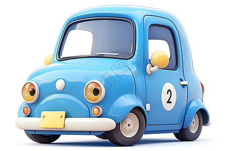 蓝色玩具车插画图片