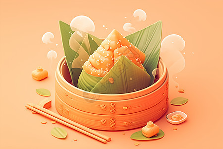 蒸锅中的粽子美食图片