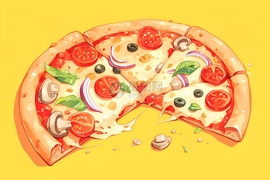 美味诱人的彩色披萨图片