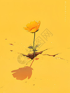 破裂上的一朵黄花图片