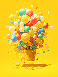 彩色气球在阳光下图片