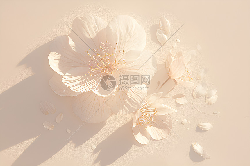 白色花朵的光影图片