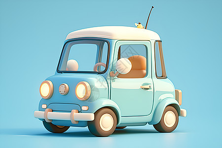活泼可爱的蓝色玩具小车图片