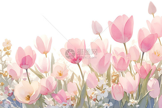 斑斓绽放的粉色郁金香图片