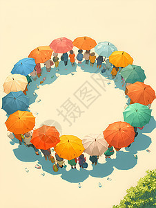 伞组成的保护圈图片
