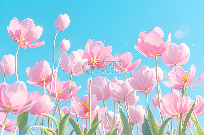 粉色郁金香花朵图片