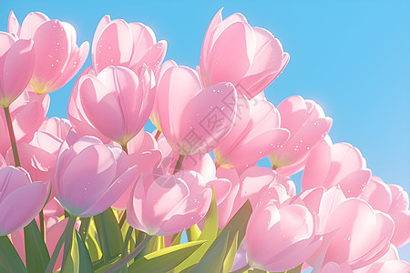 春日绽放的粉色郁金香图片