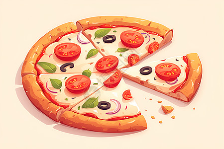彩色矢量插画披萨图片