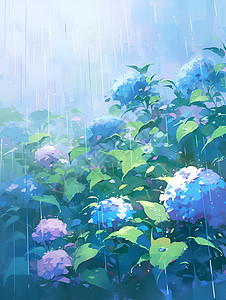 细雨滋润花园背景图片