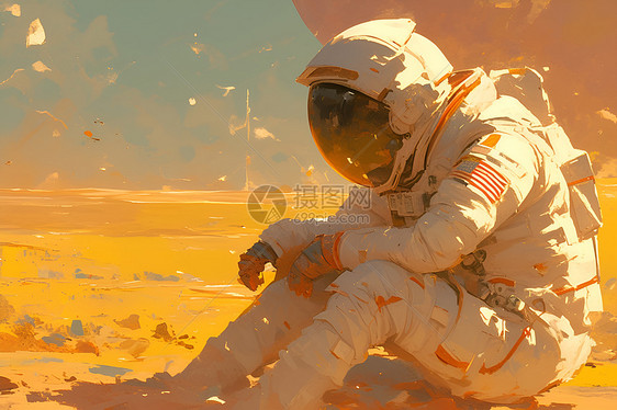 坐在地上的宇航员图片